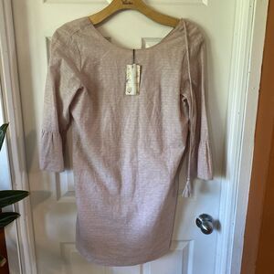 Talori Dress Women’s Size Large NWT Pink Linen Blend Flared 3/4 Sleeve Shift